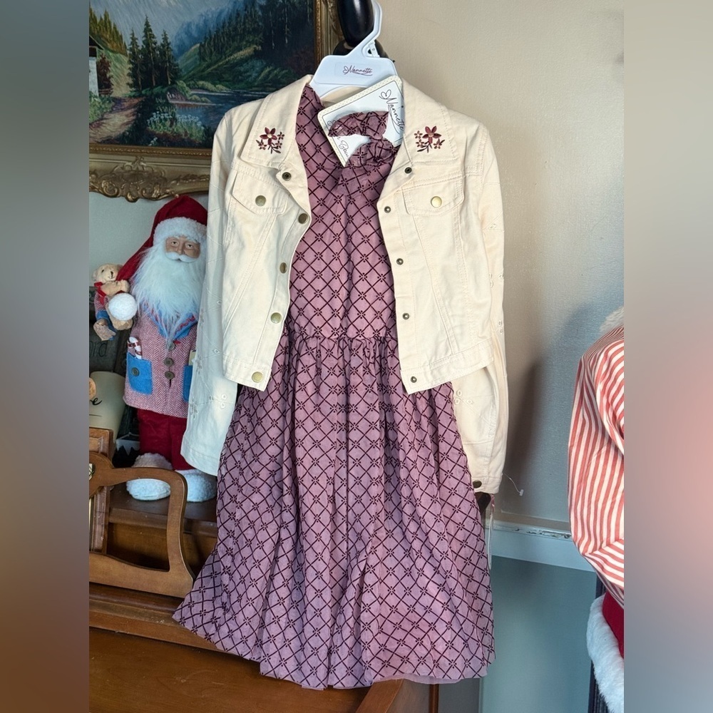 Nanette Lepore Purple and Cream Kids Casual Dress NWT 88.00